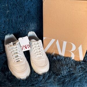 Zara Women’s White Sneakers EUR 42 US 11 New with Box Made In Spain